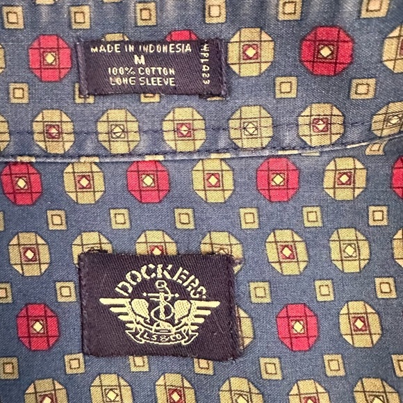 DOCKERS ~ Men's Multicolor Blues and Reds Long Sleeve Patterned Shirt size M - Picture 2 of 6